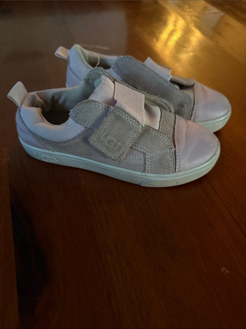 UGG Kids Pink and Gray Slip-On Sneakers